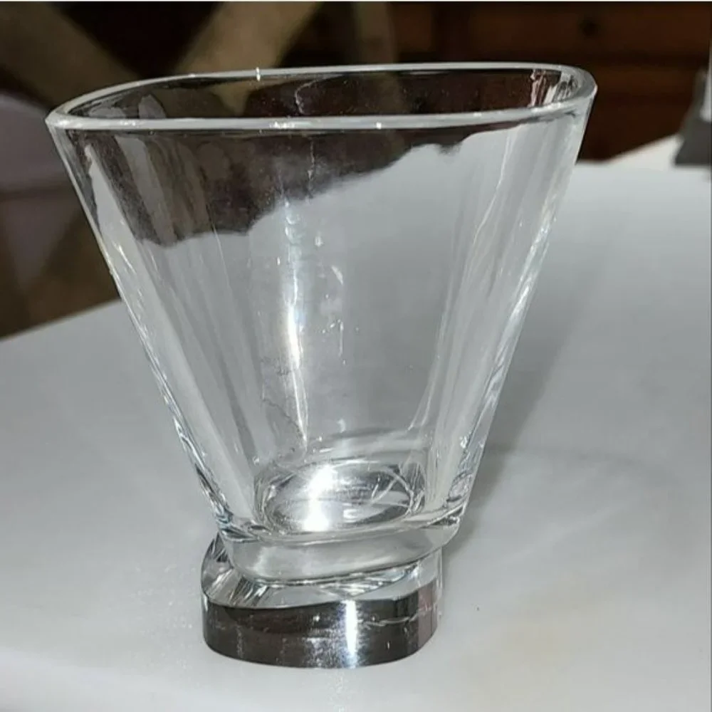 Set of Two Semi Square Cocktail Dessert Martini Crystal Drinking Glass‎ 7.5 Oz